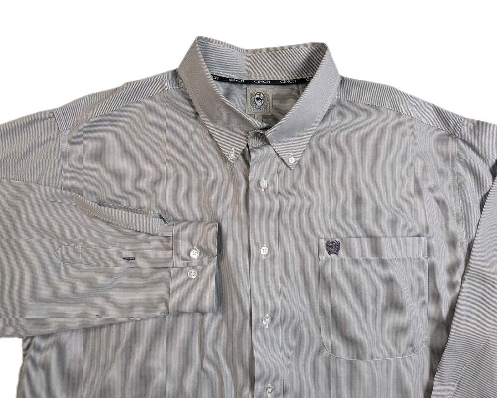 Cinch Men's Square Button Shirt Classic Fit Western Rodeo Large Gray Purple